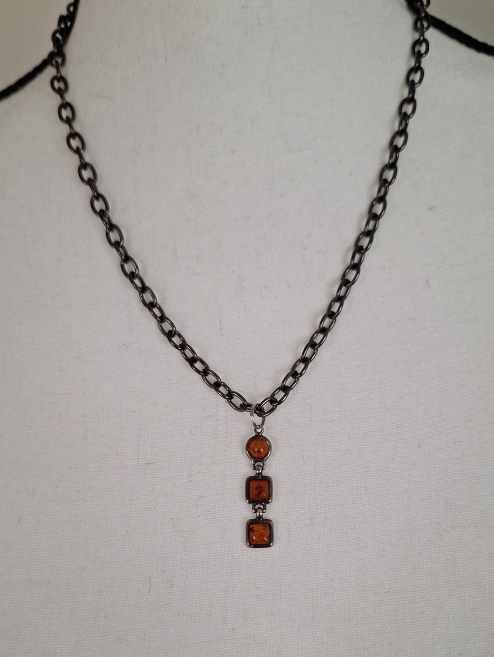 Upcycled Amber Drop Pendant Necklace - Women Jewelry